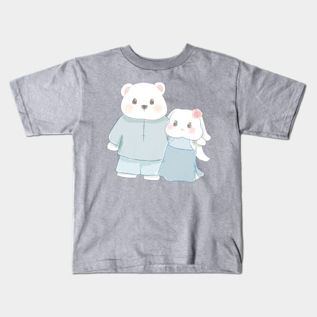 Bear and Bunny tied a knot | Bunniesmee Kids T-Shirt by GambarGrace